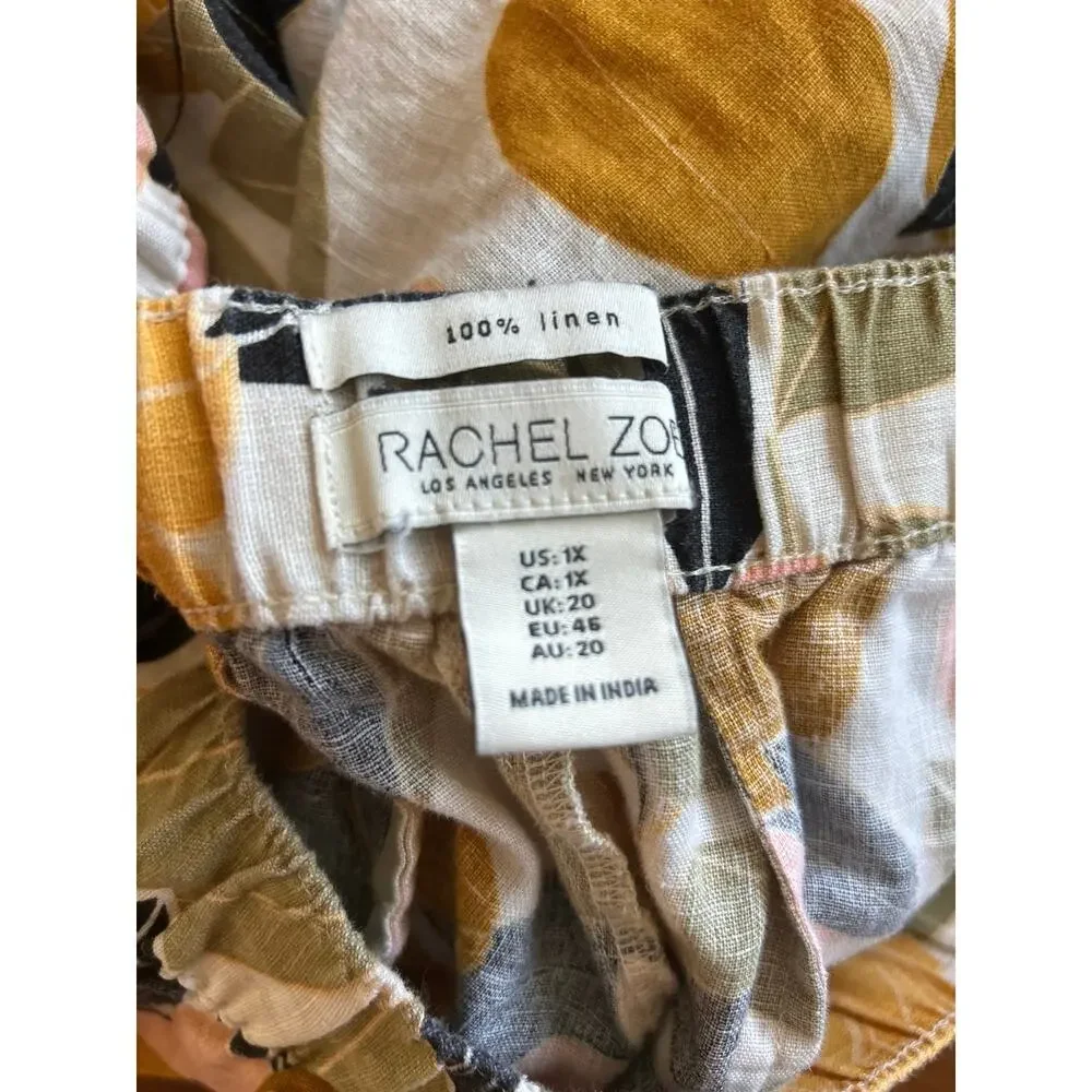 Rachel Zoe Boho Floral Linen Shorts—Size 1X, Relaxed Cottage Chic.​